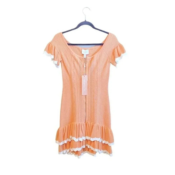 NWT Alice McCall I Am Yours Apricot Ruffle Off The Shoulder Mini Dress Size 6 - Picture 7 of 13